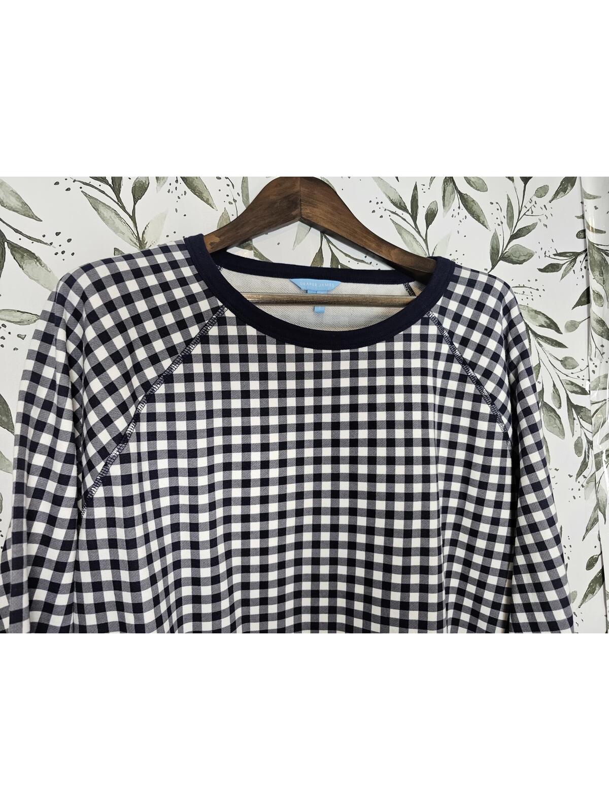 Draper Janes Sweater Blue Womens Size 3x Checkered Gingham